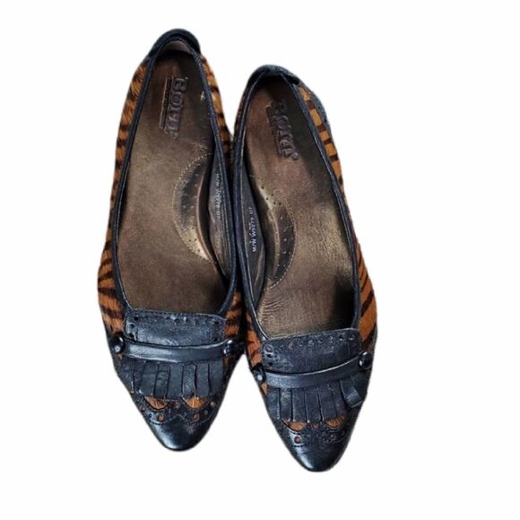 Born Black & Animal Print Leather Kilty Flats - Picture 2 of 9